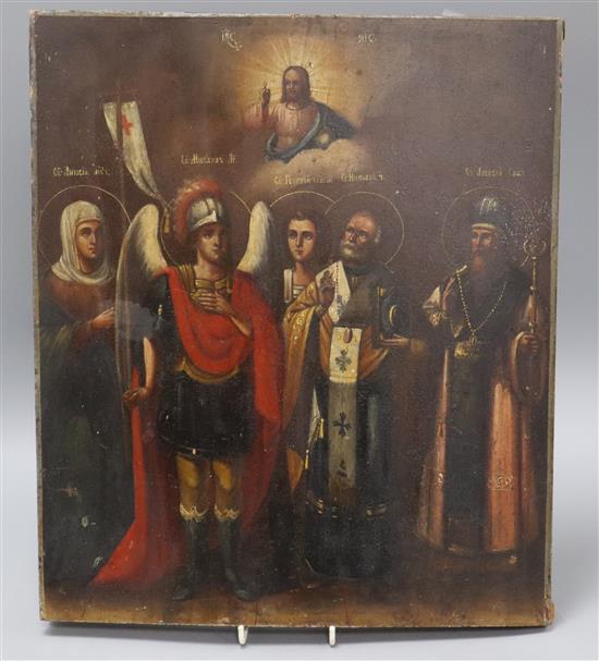A Russian painted Icon 40 x 35cm